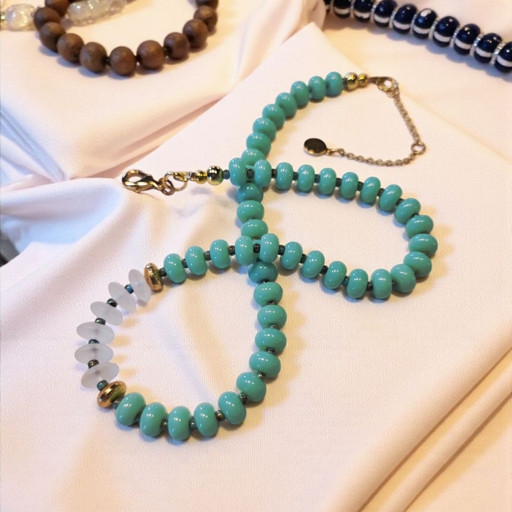 SALE!! Limited Edition Aquamarine Bead Necklace - Picture 2 of 4